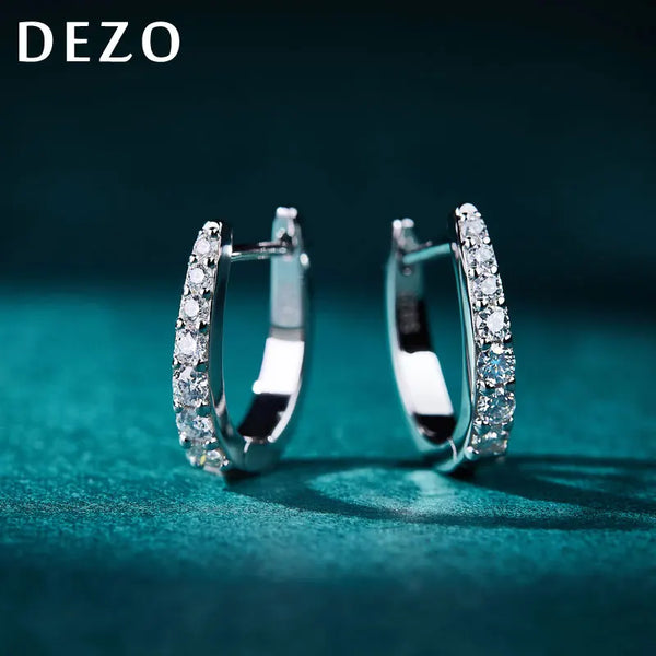 Boucles d'oreilles créoles DEZO en moissanite de 2 mm pour femmes en argent sterling 925 massif en forme de U, couleur D, certificat VVS GRA