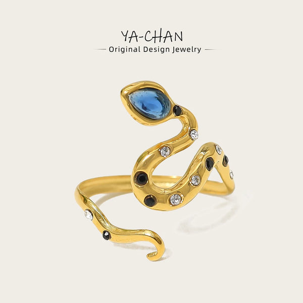 YACHAN – bagues serpent en acier inoxydable pour femmes, bijoux plaqués or 18 carats,