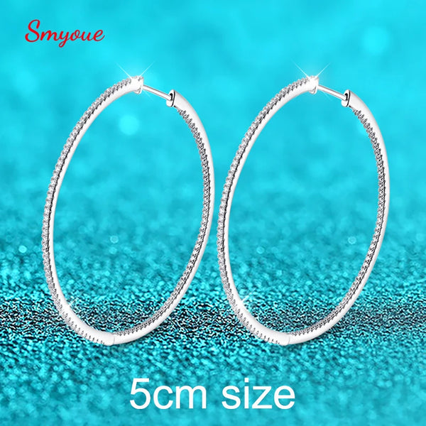 Smyoue Boucles d'oreilles créoles en argent sterling S925 plaqué 18 carats avec moissanite totale de 1,2 carat et 1,1 mm pour femmes, taille 5 cm, bijoux de mariage en gros